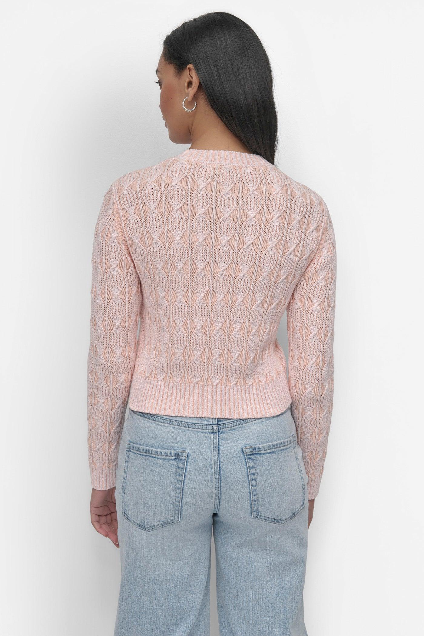 LONG SLEEVE CABLE CREW NECK TOP Product Image