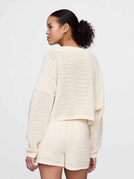 Crochet Boatneck Crop Sweater Product Image
