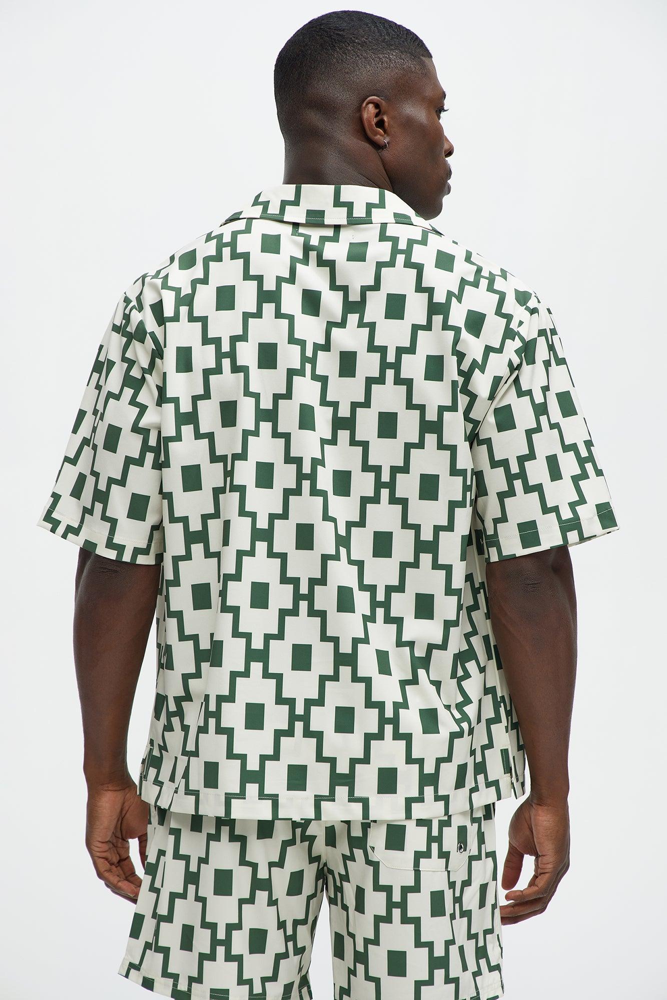 Mosaic Printed Cuban Shirt - Cream/combo Product Image