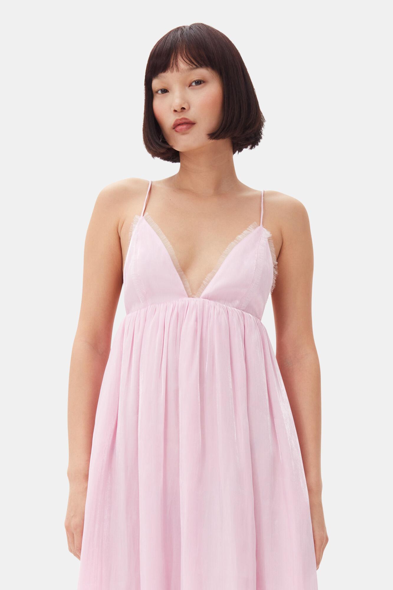 Pink Satin Strap Dress Product Image