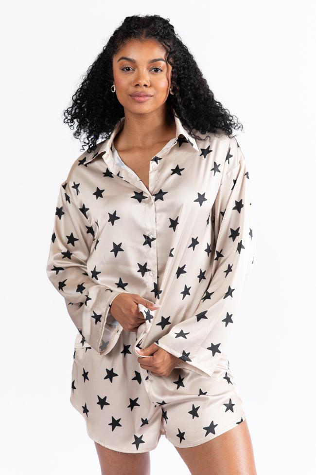 Pajama Party Neutral Stars Pajama Top FINAL SALE Product Image