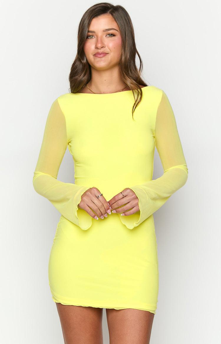 Clyde Yellow Long Sleeve Mini Dress Product Image