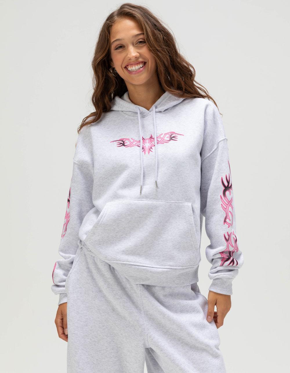 FULL TILT Tattoo Heart Womens Hoodie - HEATHER GRAY Product Image