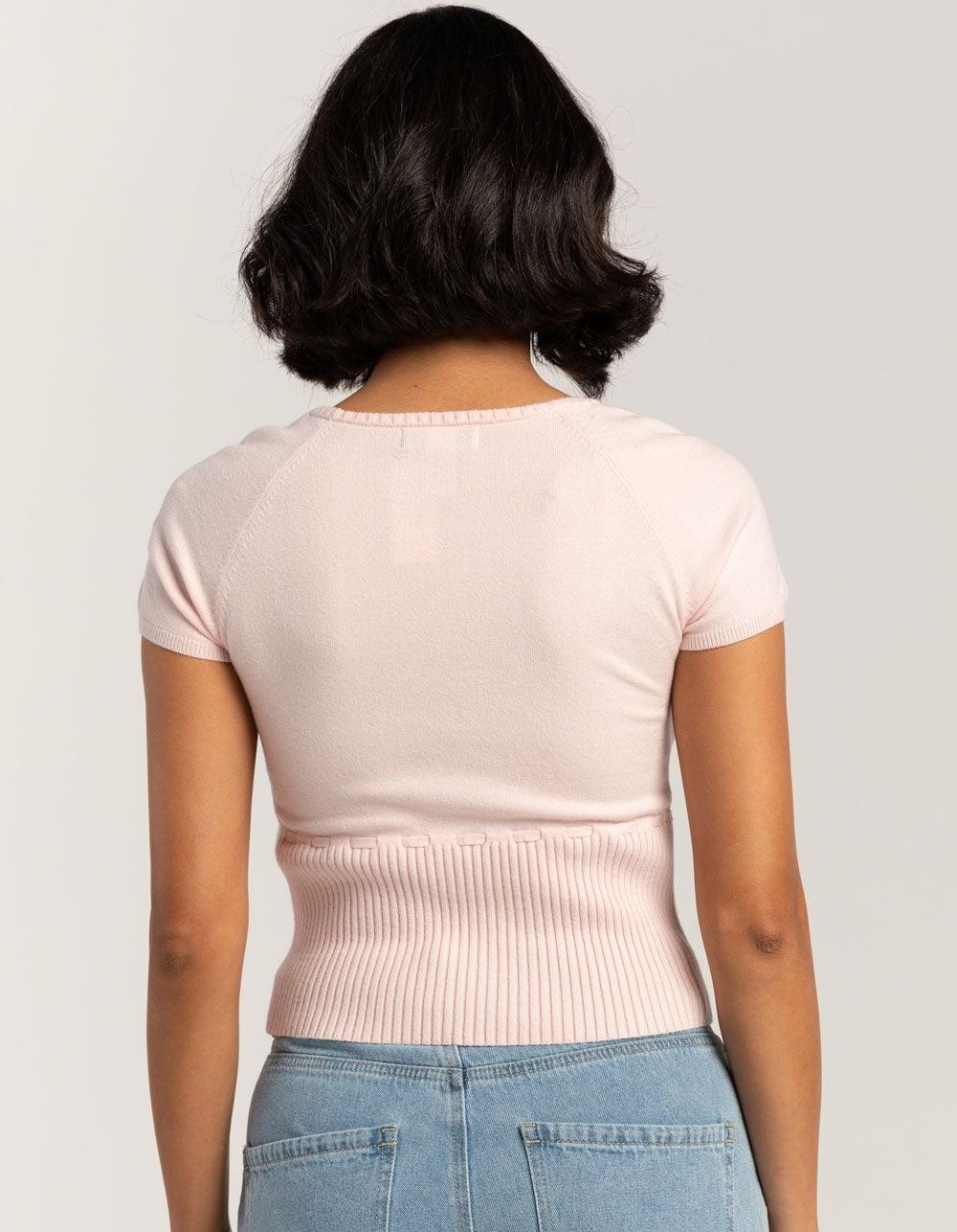 RSQ Womens Ribbon Rib Sweater - PINK Product Image