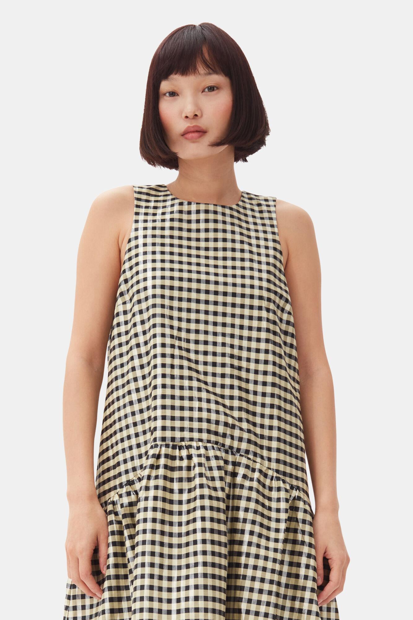 Shiny Check Jacquard Midi Dress Product Image