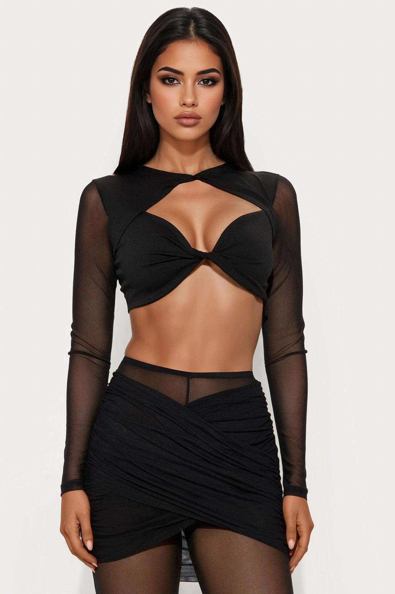 Daria Mesh Pant Set - Black Product Image