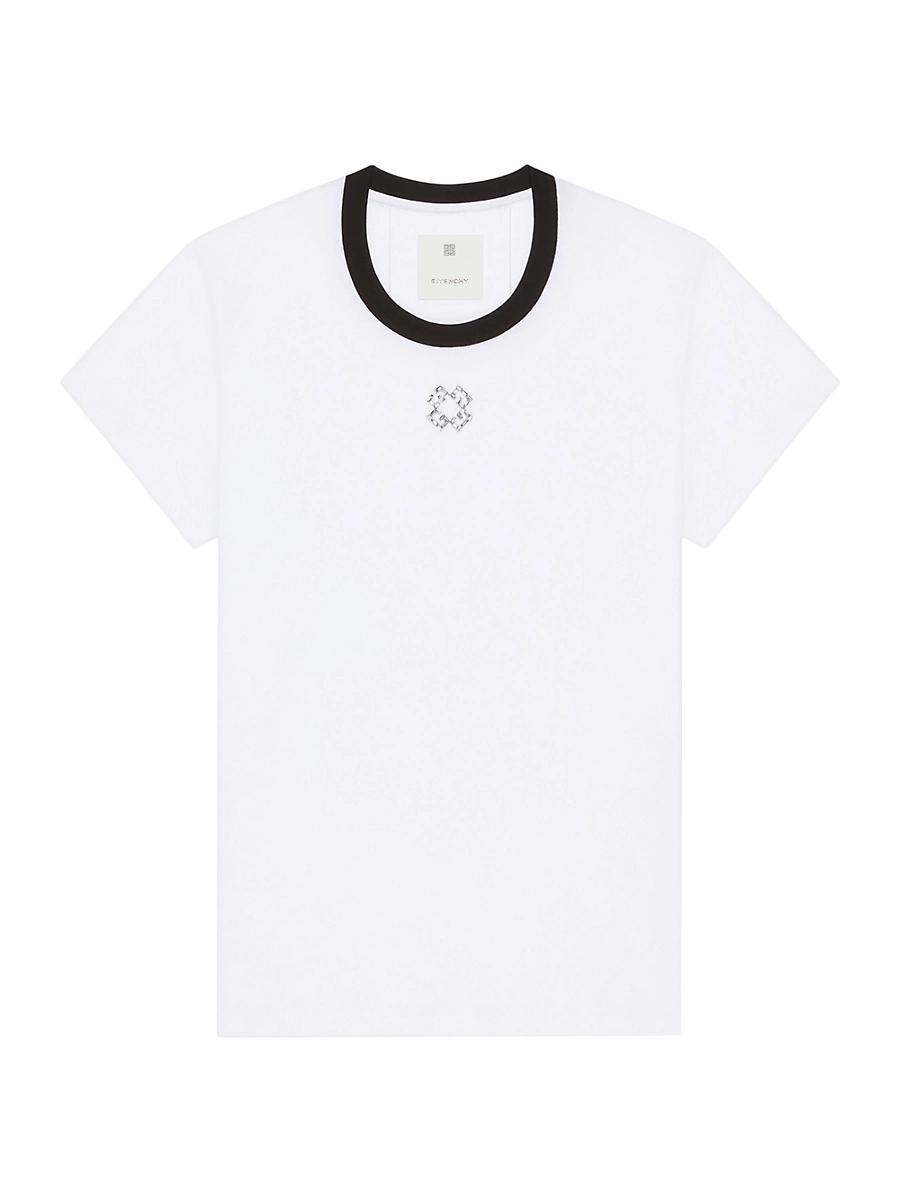 Womens Slim Fit T-Shirt in Cotton and Crystals Product Image