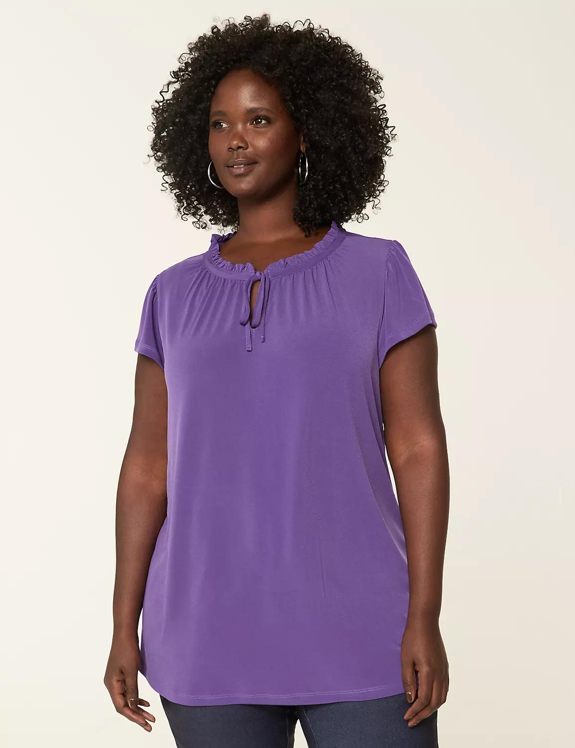 Flutter-Sleeve Notch-Neck Top Product Image