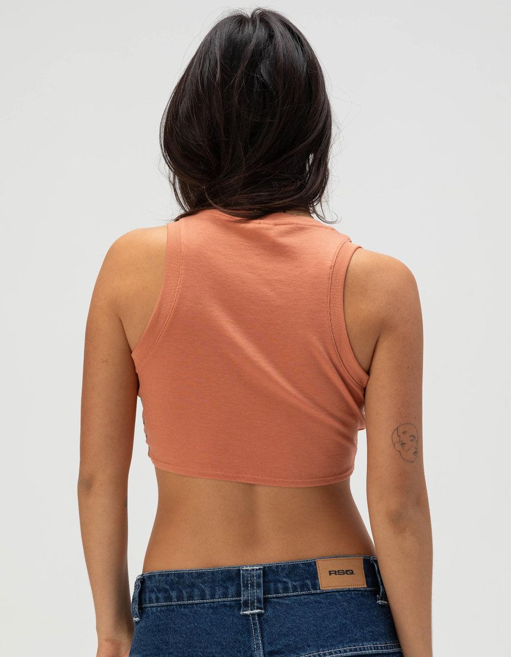 NIKE Sportswear Chill Knit Womens Crop Mini-Rib Tank Top - BURNT RED Product Image