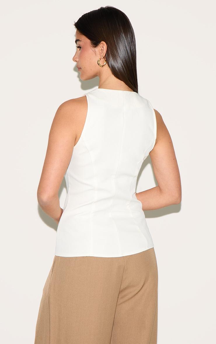  Cream Woven Gold Button Detail Fitted Vest Product Image