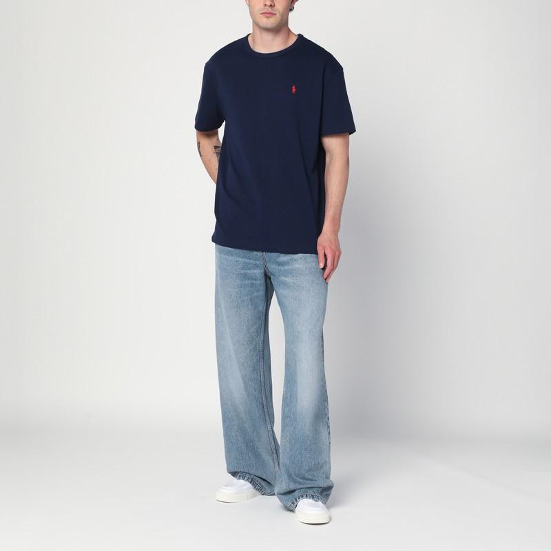 POLO RALPH LAUREN Slim-fit Logo-embroidered Cotton-jersey T-shirt In Navy Product Image