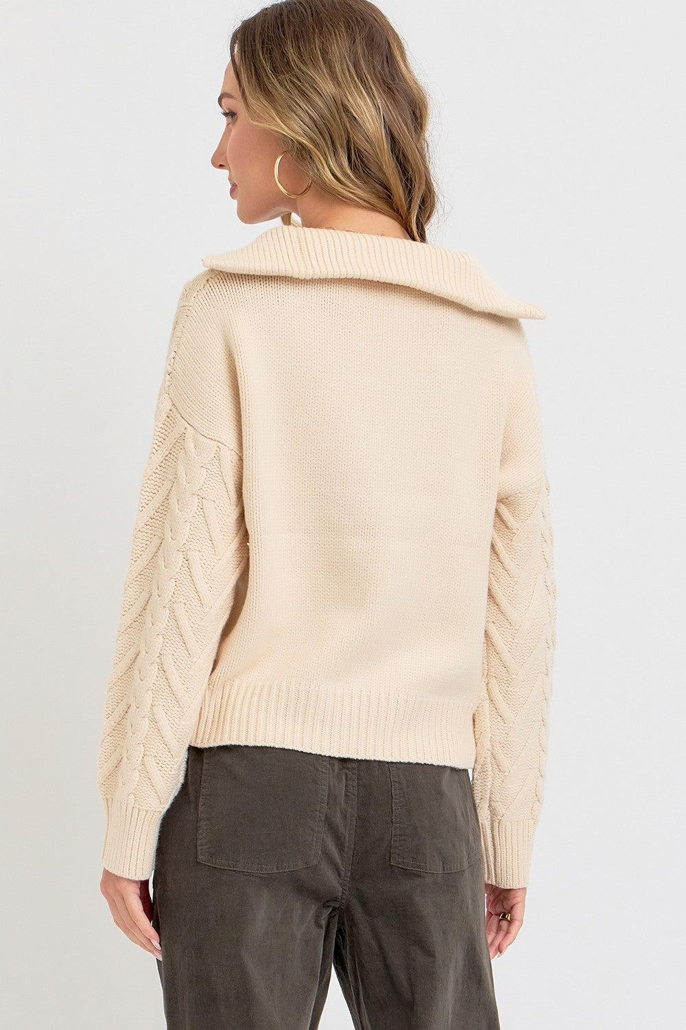 Cable Knit Zipper Front Sweater Product Image