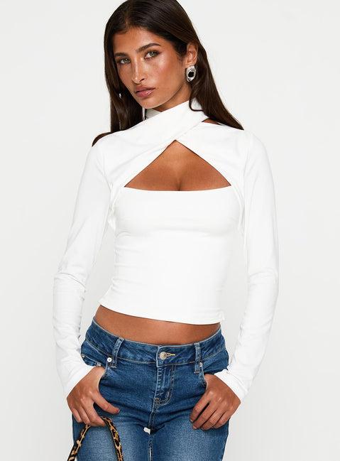 Ganz Long Sleeve Top White Product Image