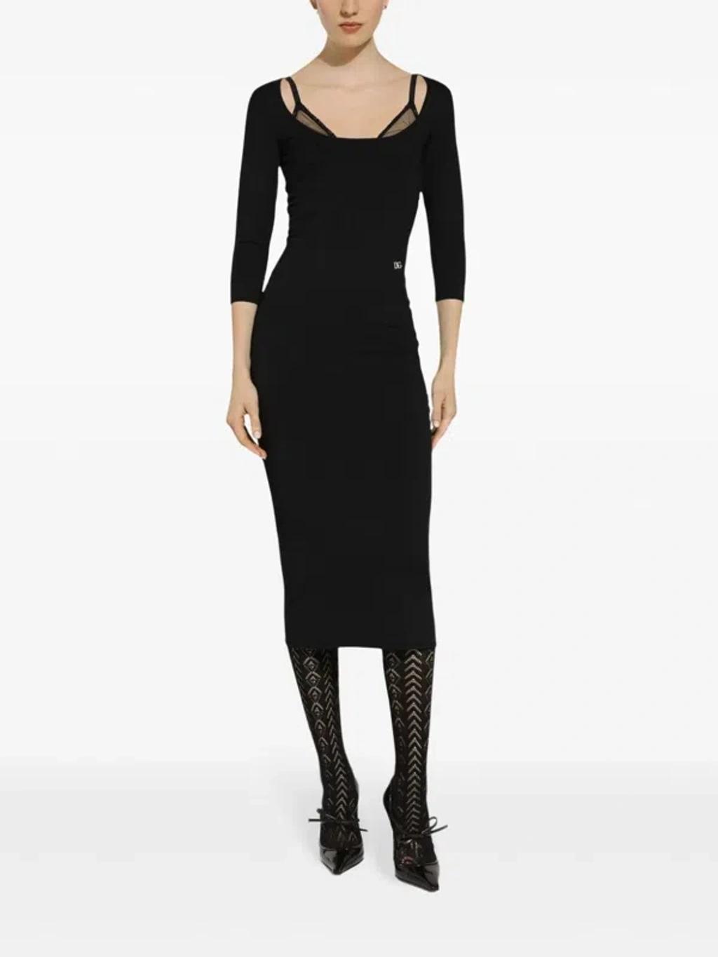 DOLCE & GABBANA Black Milano Midi Dress Product Image