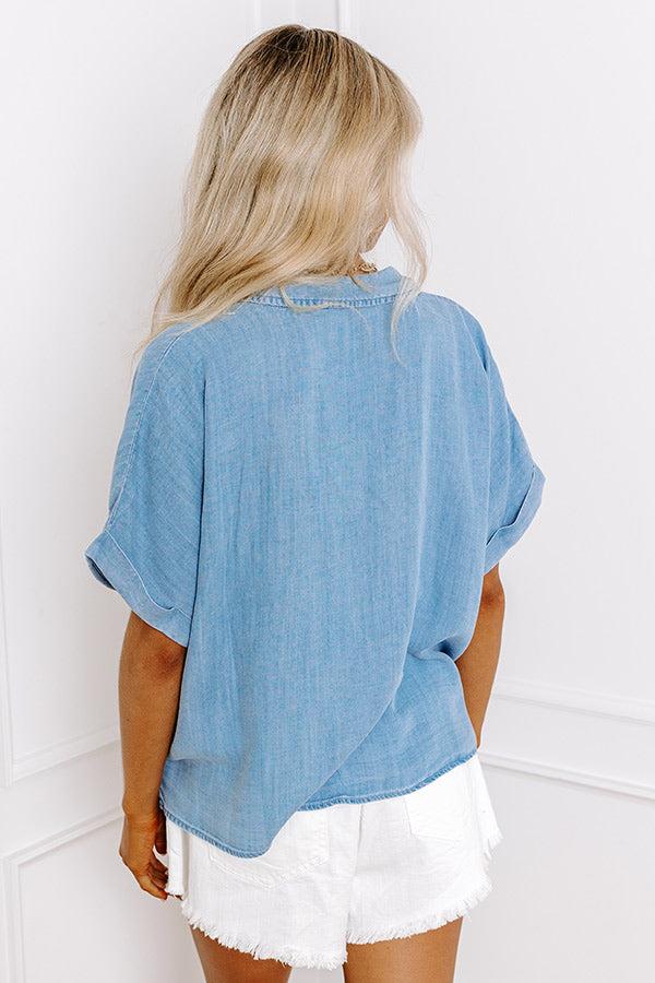 Downtown Daze Chambray Button Up in Medium Wash Product Image