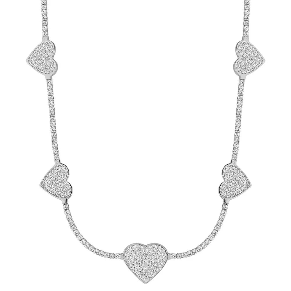 Sunkissed Sterling 14k Gold over Silver CZ Heart Tennis Choker Necklace, Women's, Size: 15", Gold Tone Product Image