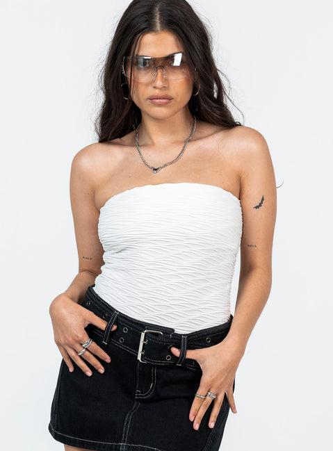 Makena Strapless Bodysuit White Petite Product Image