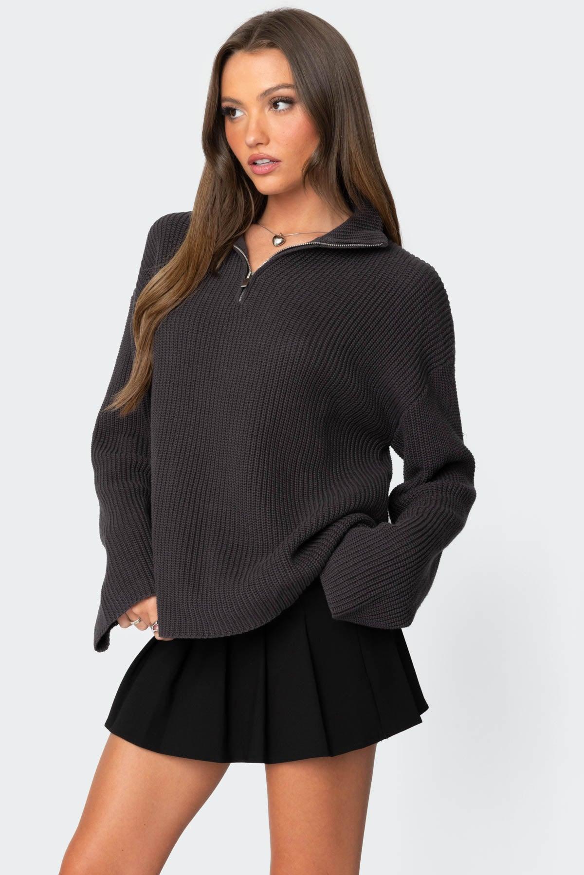 Amour High Neck Oversized Zip Sweater Product Image