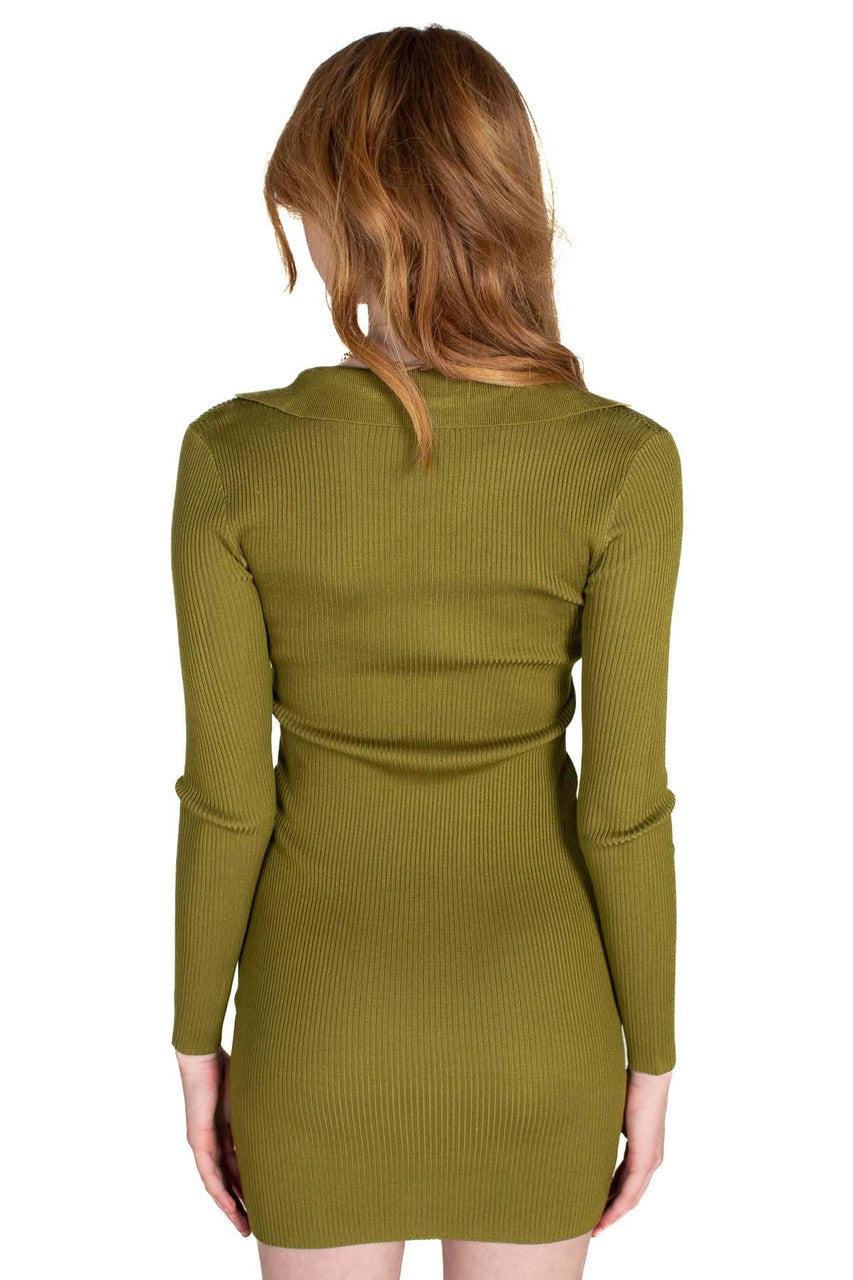 Olive Green Ring Long Sleeved Dress Product Image
