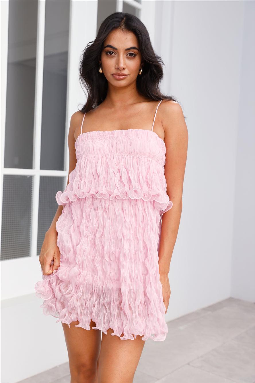 Solstice Mesh Mini Dress Pink Product Image