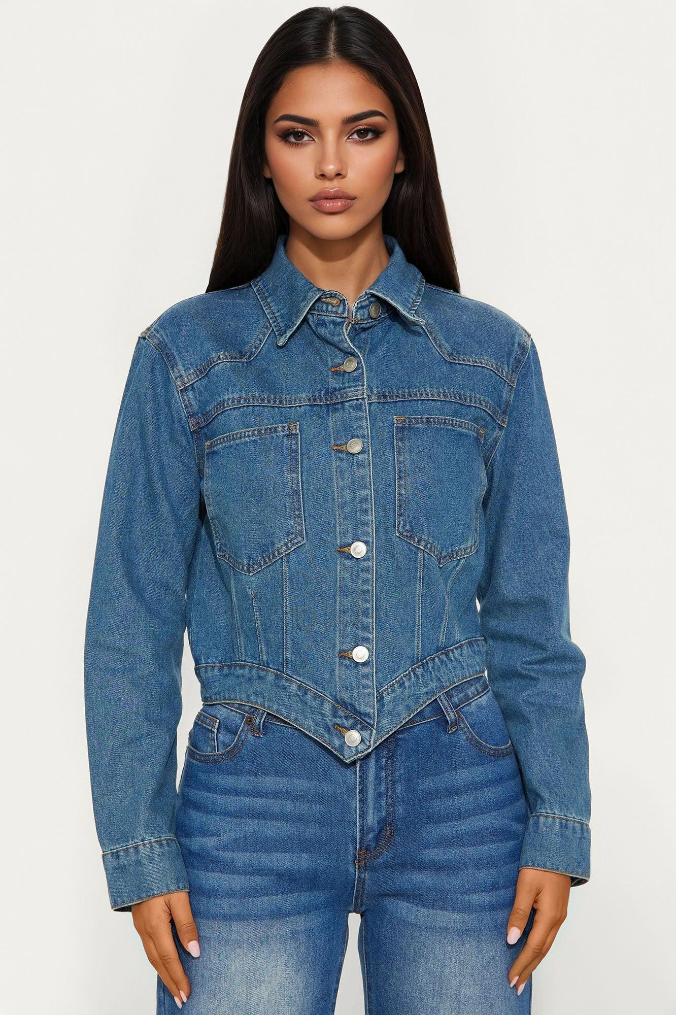 Big Talk Denim Jacket - Medium Wash Female Product Image