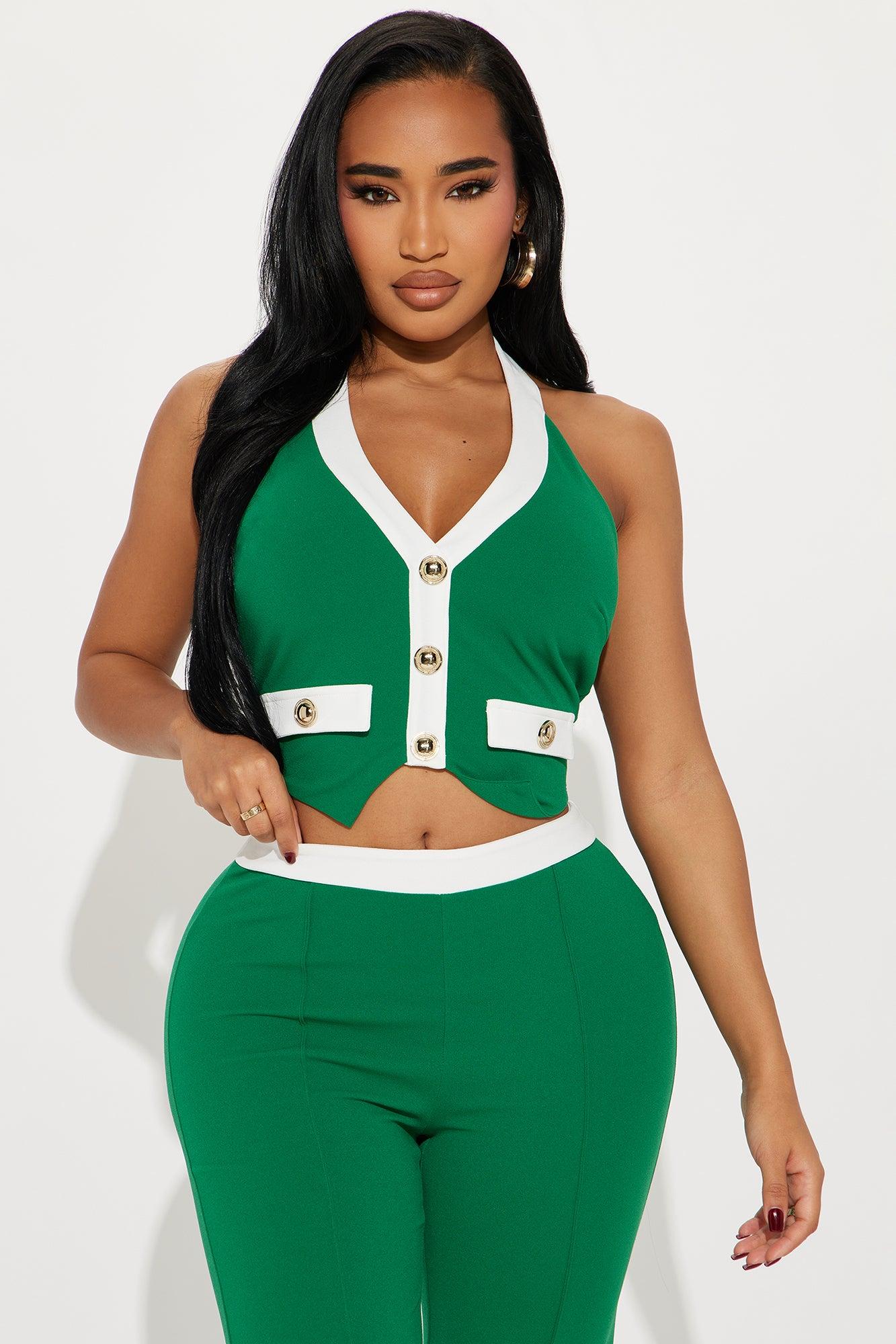 The Viola Vest And Pant Set - Kelly Green Product Image