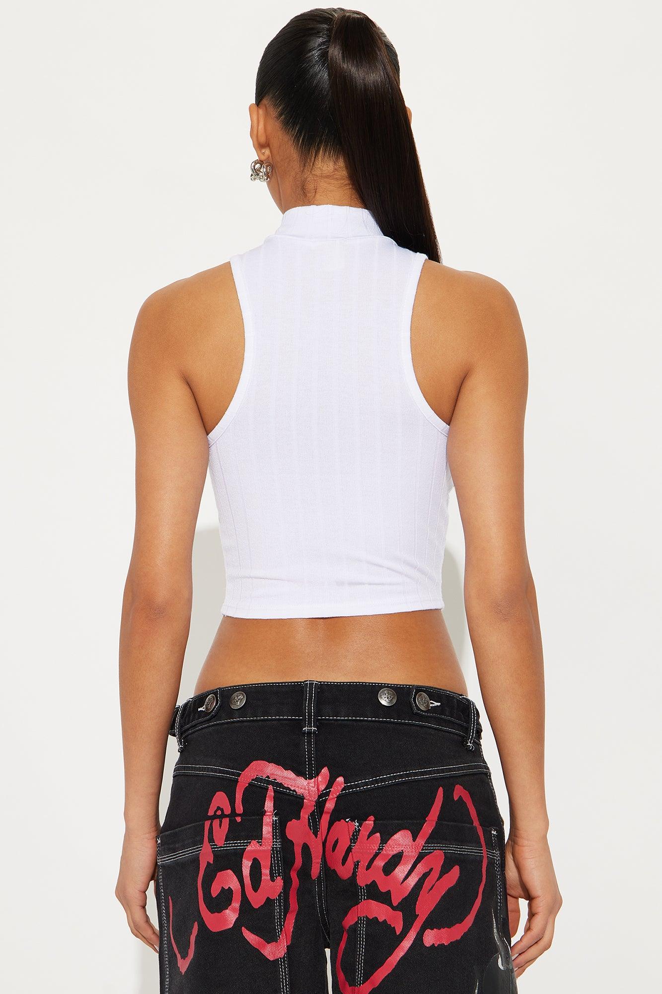 Sofia Zip Up Tank Top - White Product Image