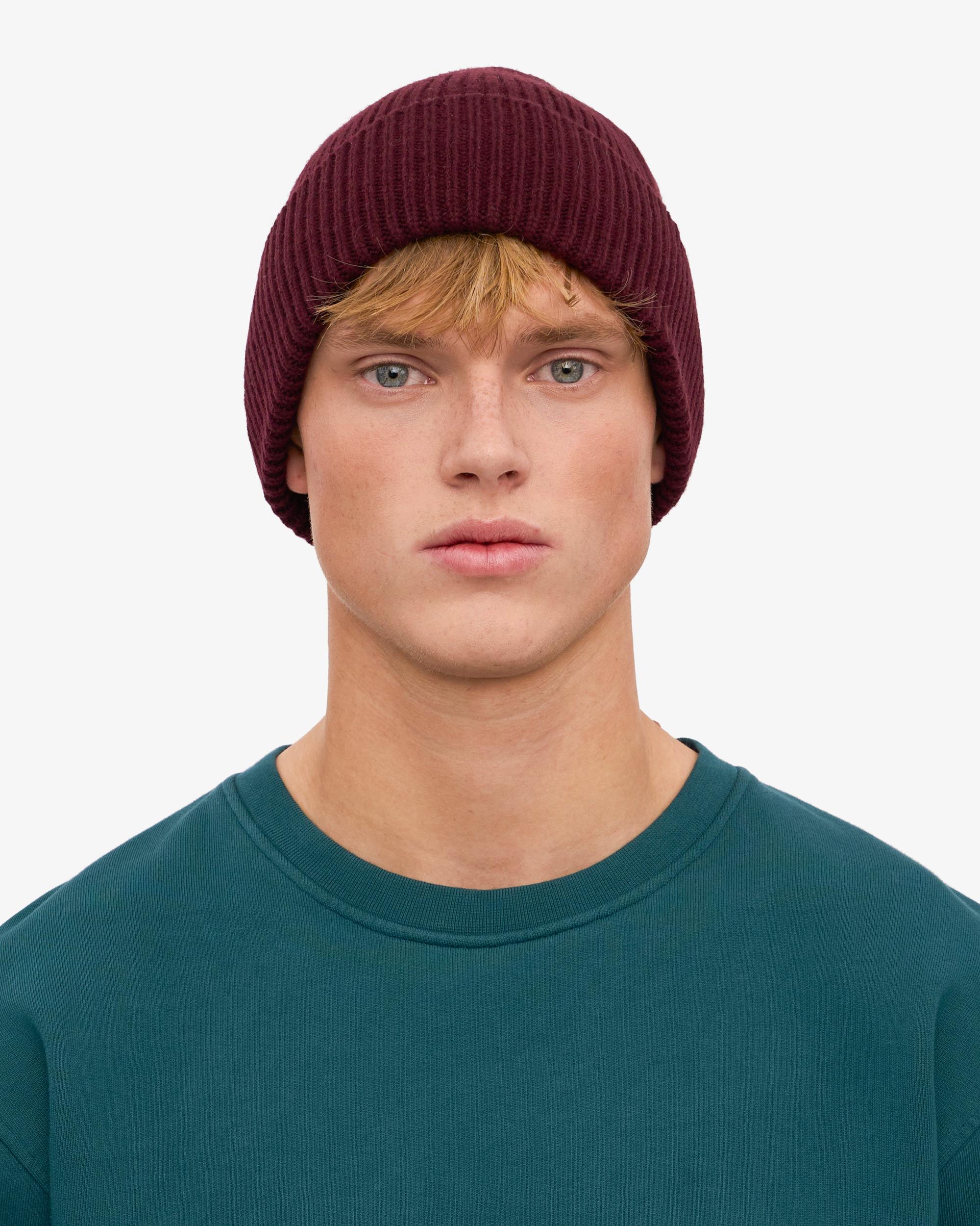 Merino Wool Beanie - Oxblood Red Product Image