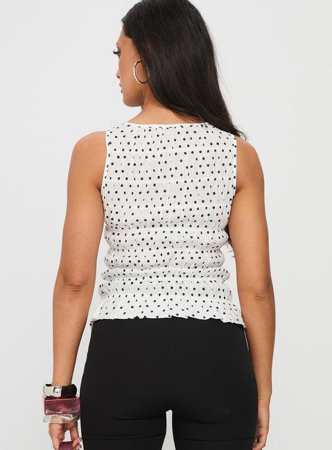 Marleene Shirred Top White Polka Product Image