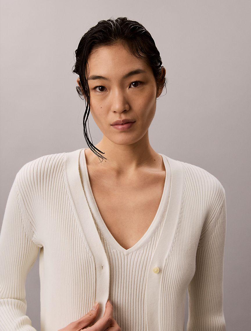 Cotton Rib Cardigan and Tank Set Product Image