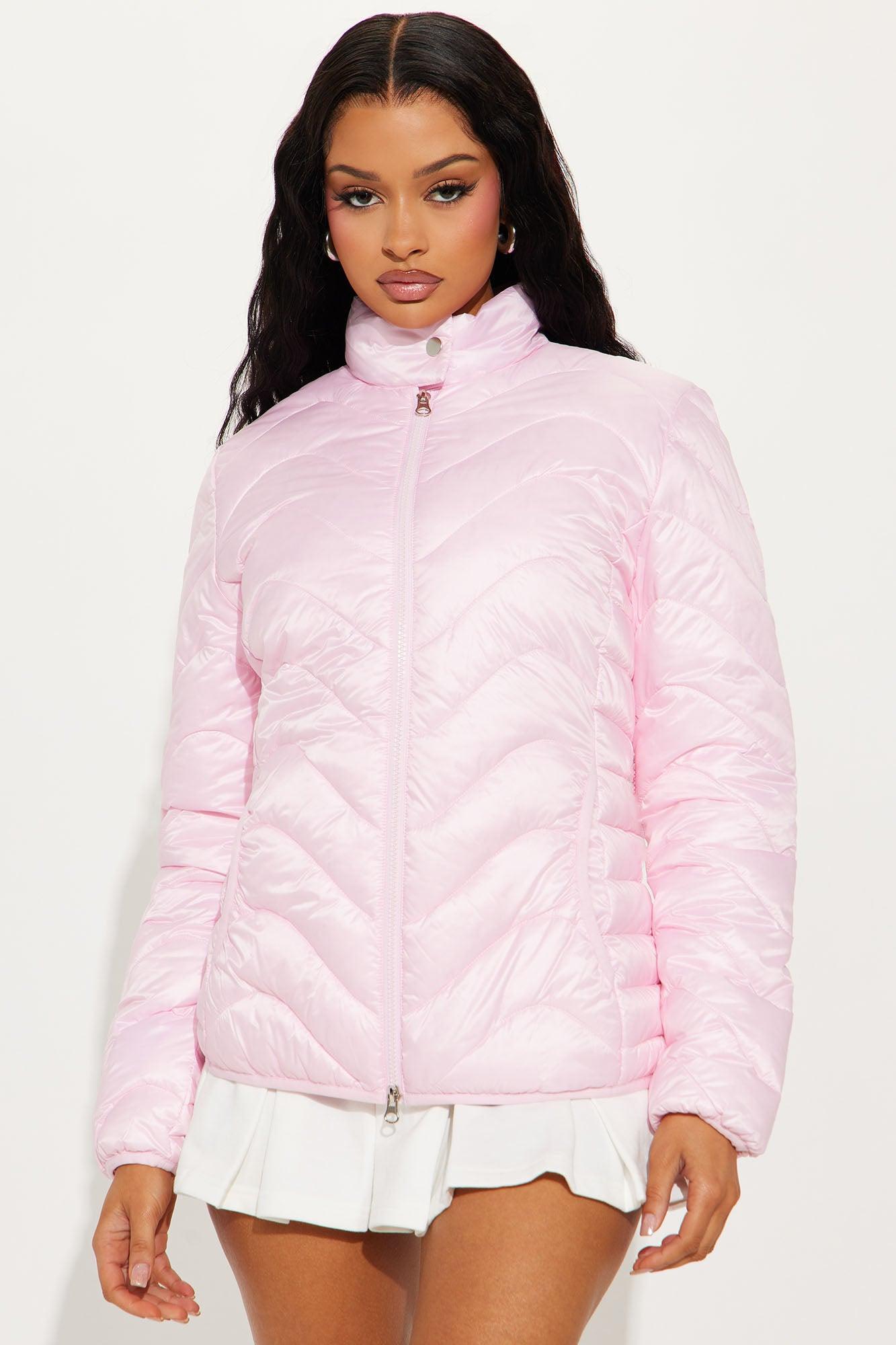 Sky High Quilted Lightweight Puffer Coat - Pink Product Image