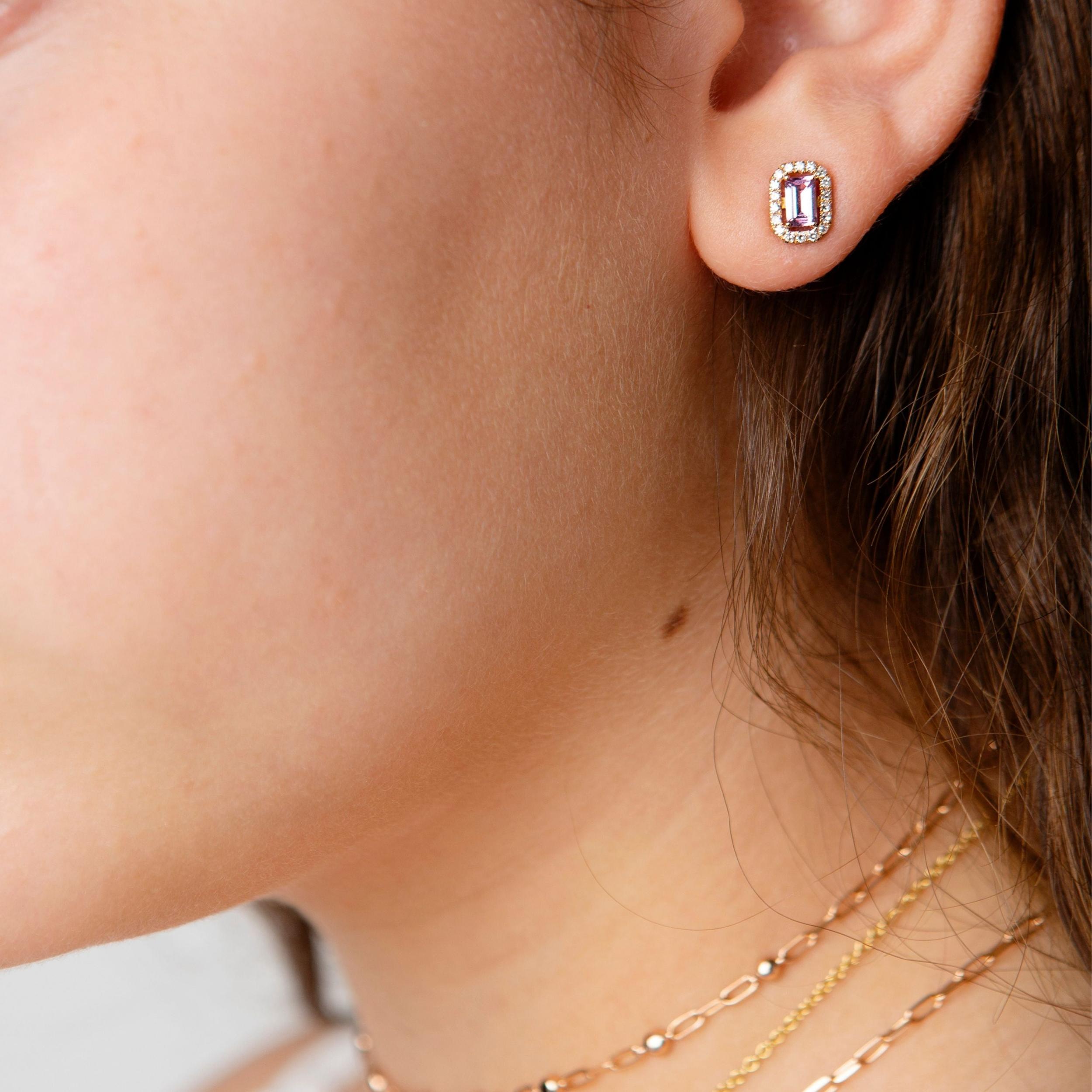 MINI ME DIAMOND HALO BLUE SAPPHIRE STUDS Kids Product Image