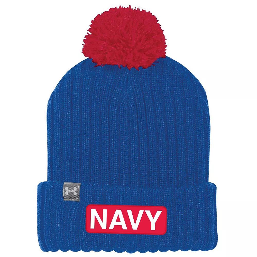 Men's Under Armour Royal Navy Midshipmen 2022 Special Games NASA Cuffed Knit Hat with Pom, Blue Product Image
