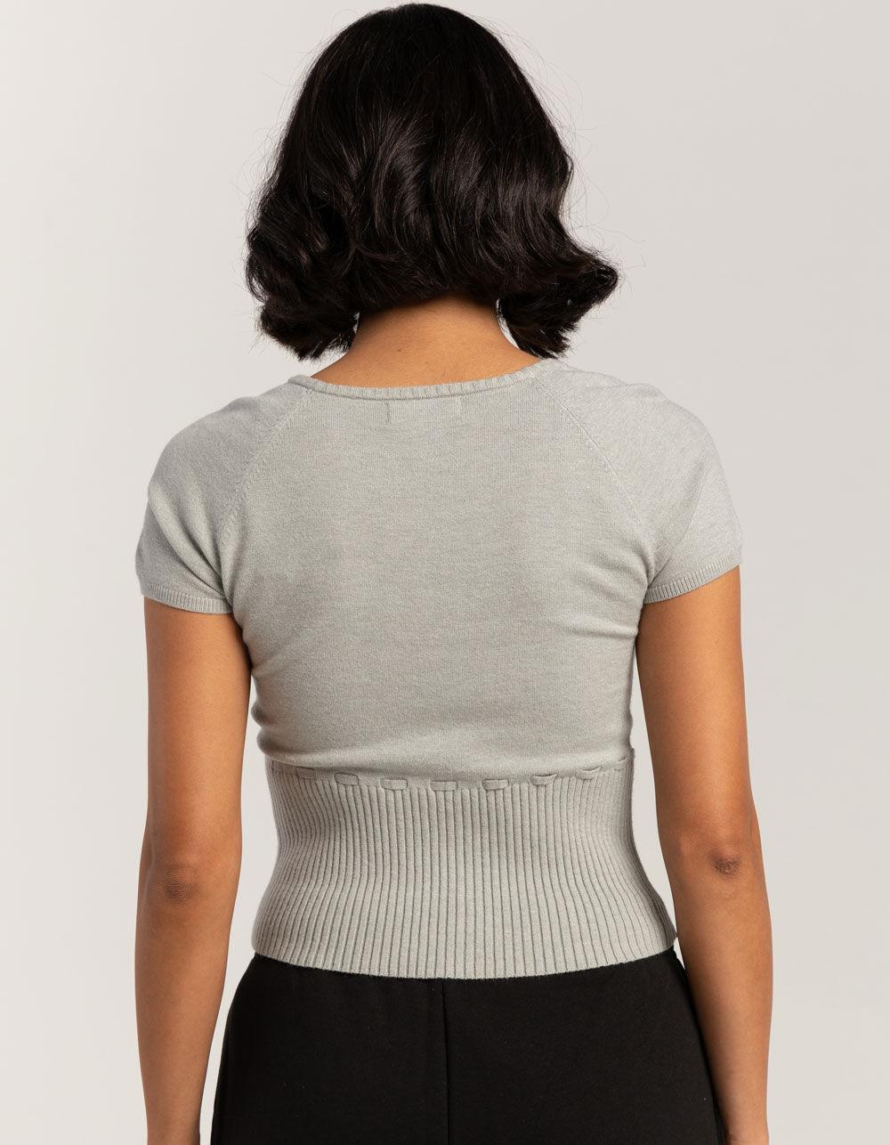 RSQ Womens Ribbon Rib Sweater - HEATHER GRAY Product Image