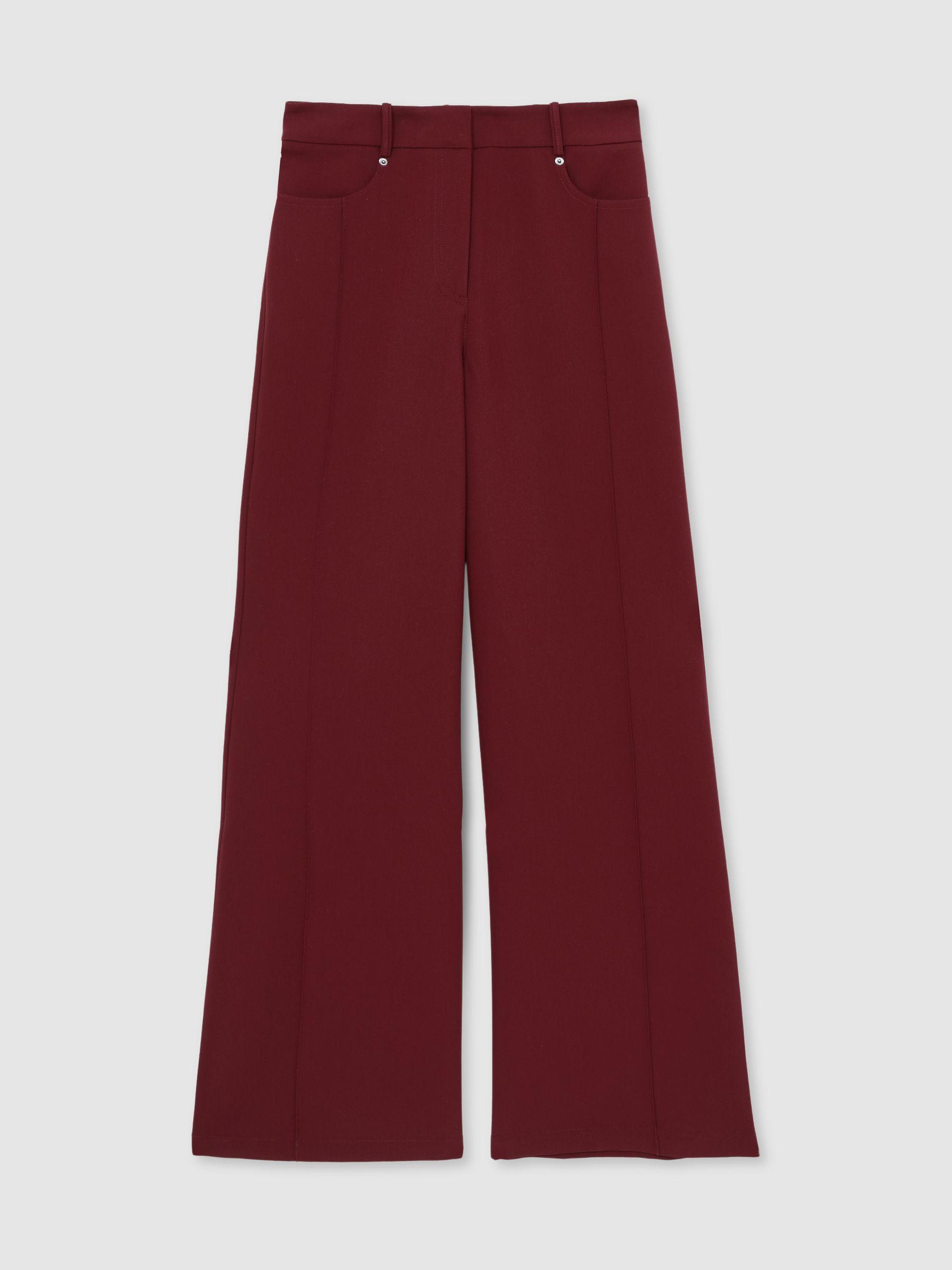 Linen Wide-Leg Whipstitch Trousers in White Product Image