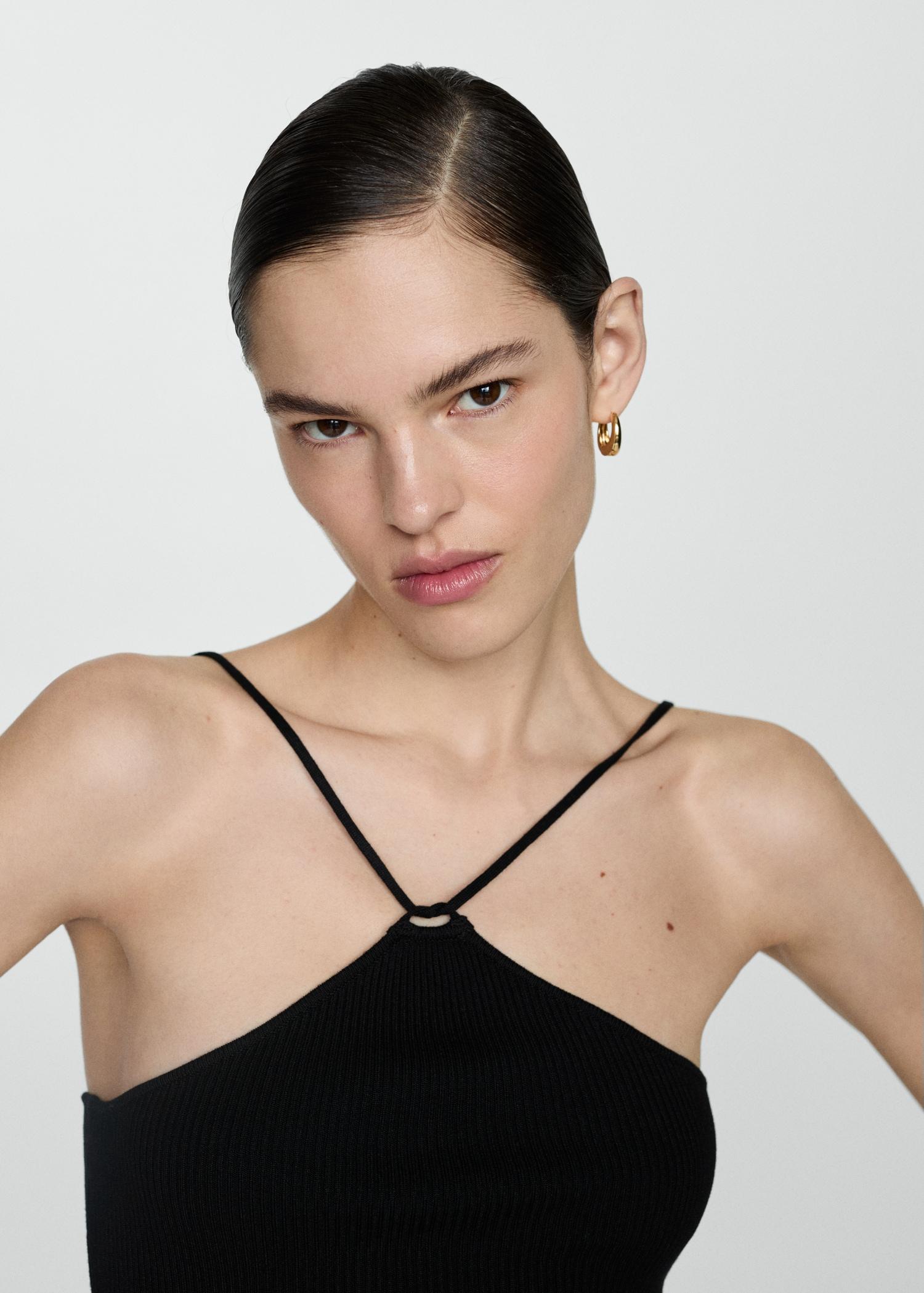 Knitted top with metallic thread - Women | MANGO USA Product Image