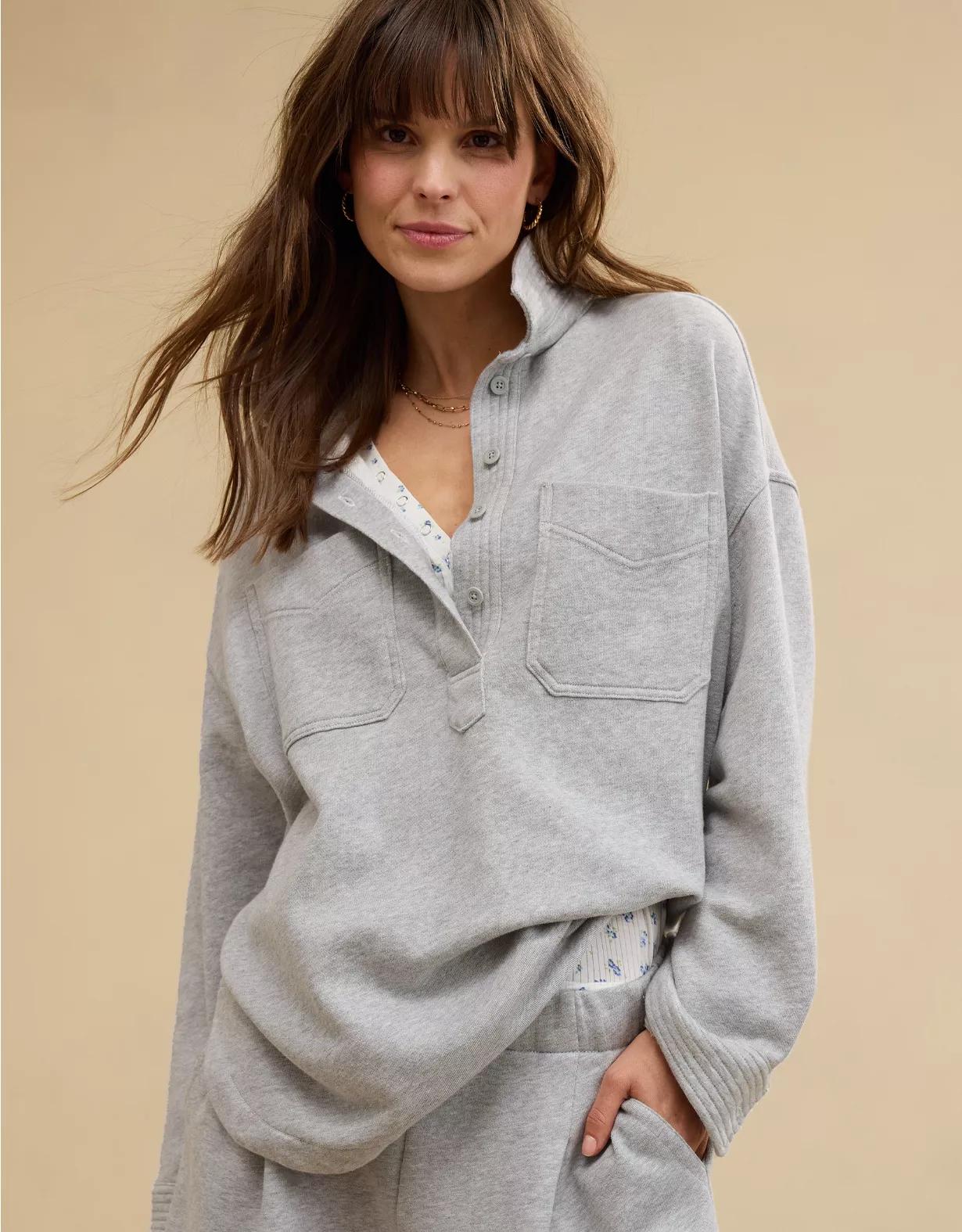 Aerie Popover Polo Sweatshirt Product Image