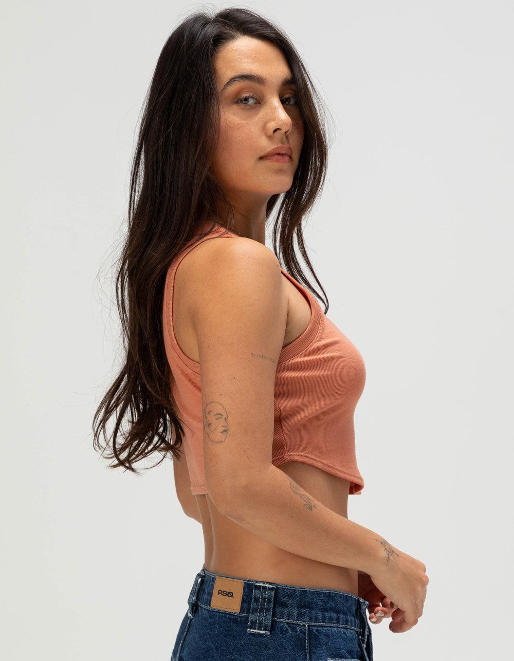 NIKE Sportswear Chill Knit Womens Crop Mini-Rib Tank Top - BURNT RED Product Image