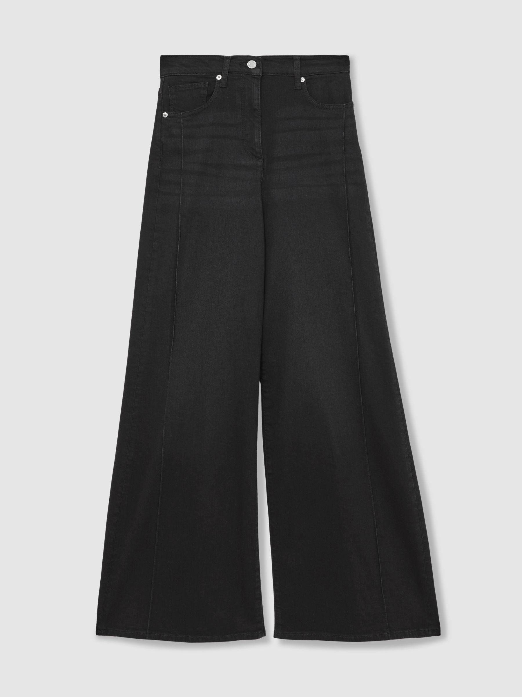 Stretch-Cotton Wide-Leg Jeans in Black Product Image