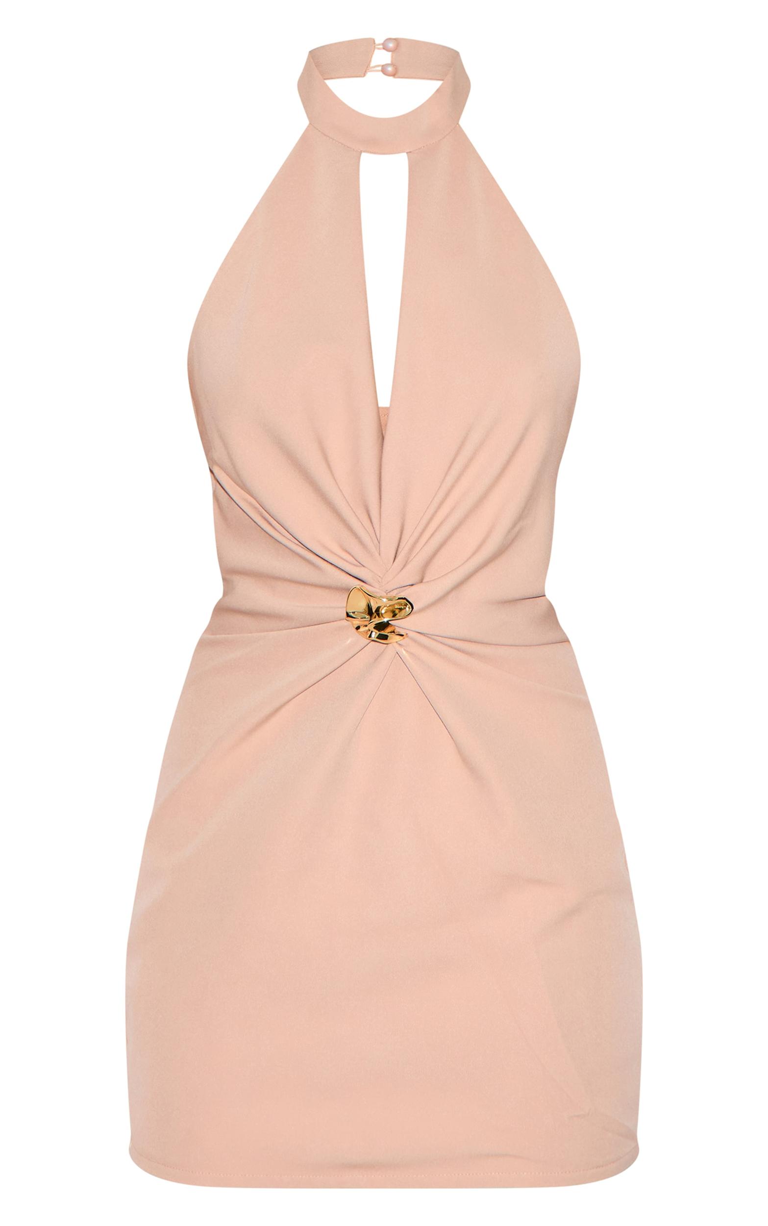 Clay Woven Ruched Cut Out Mini Dress Product Image