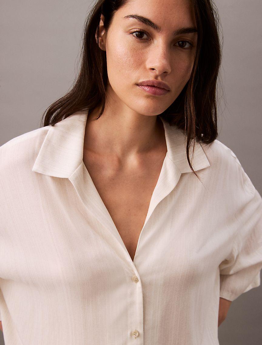 Woven Viscose Button-Down Short Sleeve Shirt Product Image