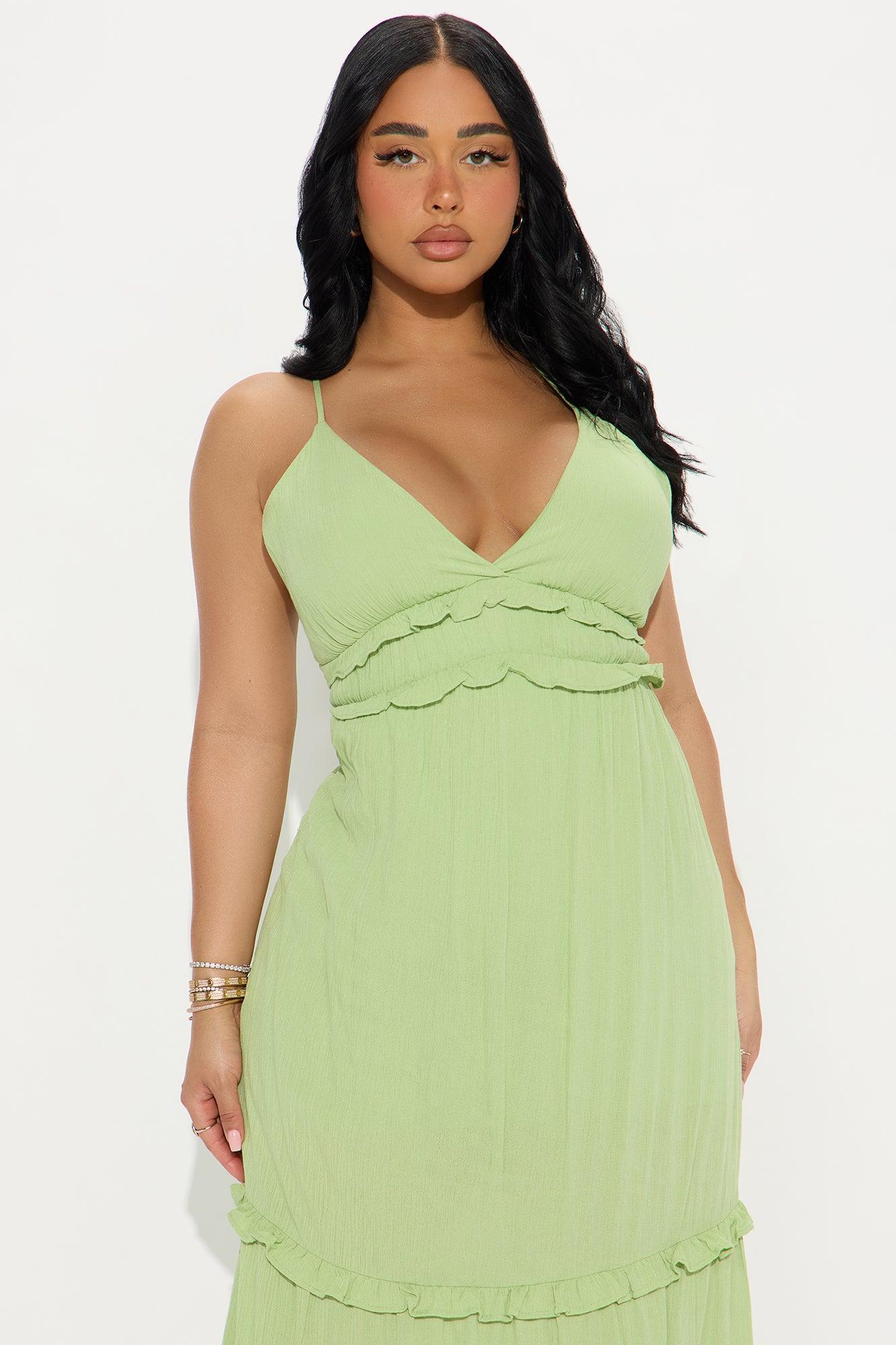 Aisha Tiered Maxi Dress - Lime Product Image