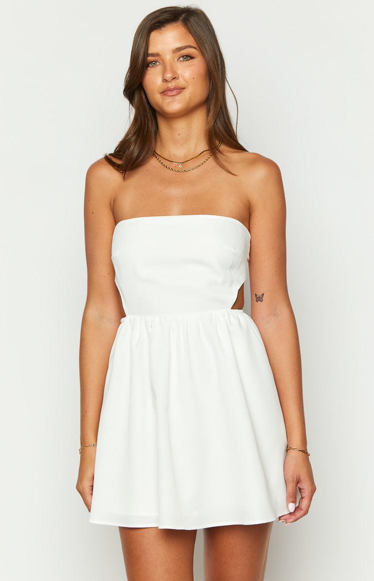 Cora White Tie Back Mini Dress Product Image