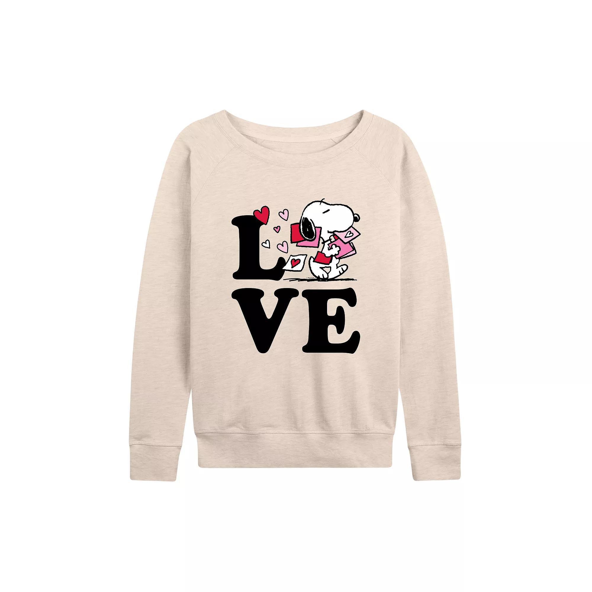 Women's Peanuts Love Snoopy French Terry Long Sleeve Tee,  Product Image