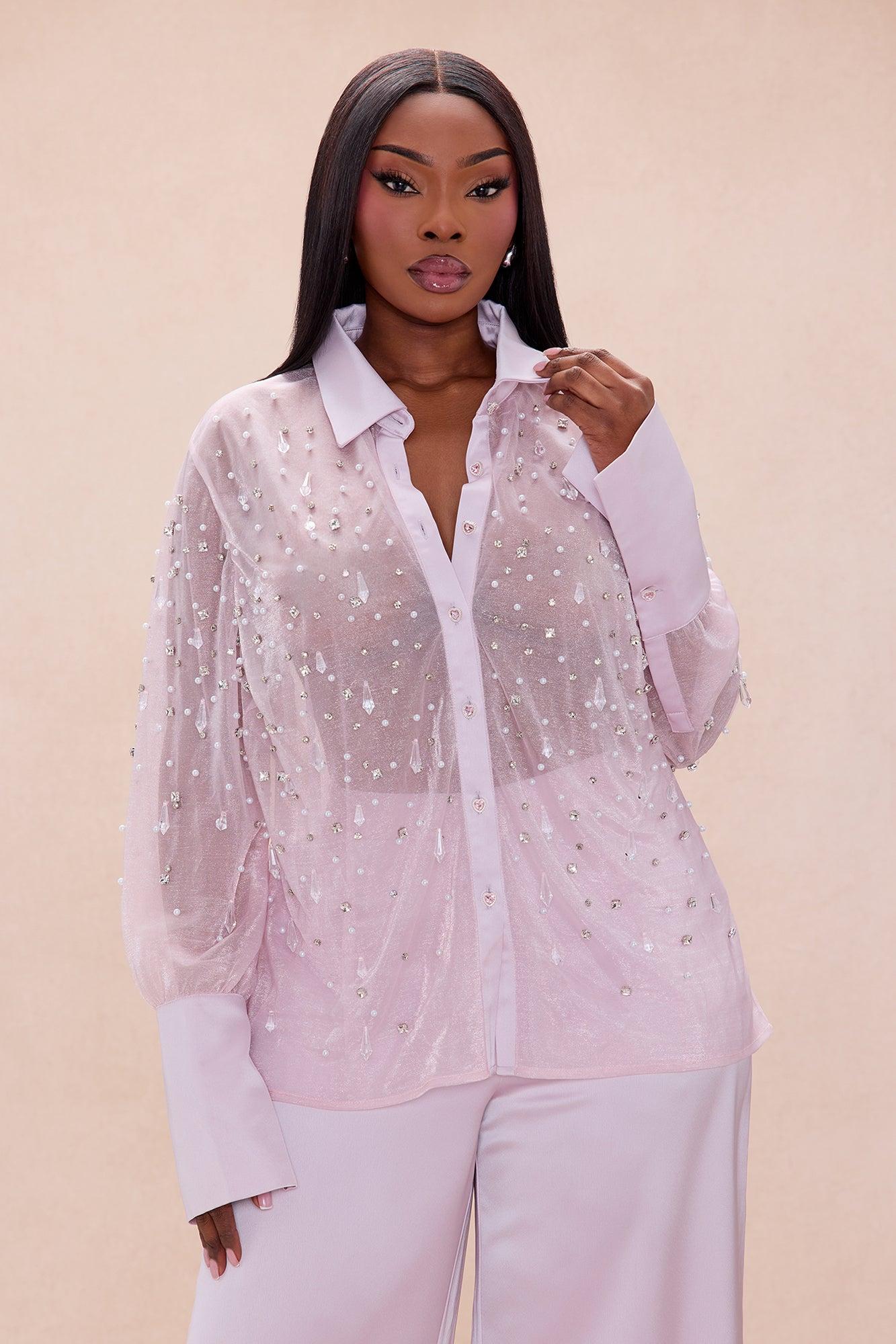 Athena Embellished Pant Set - Pink Female Product Image