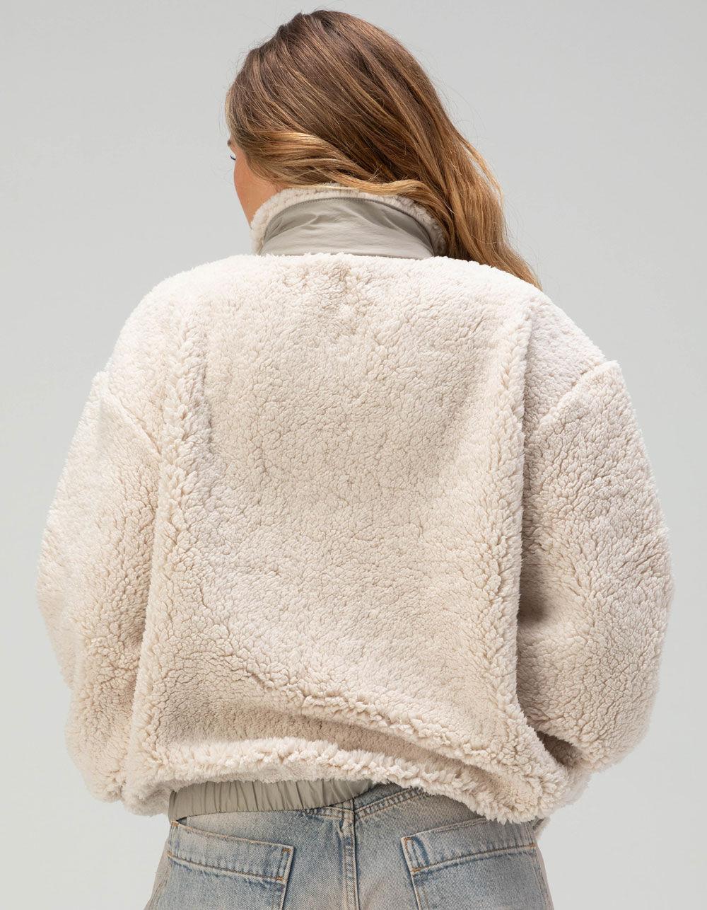 BDG Urban Outfitters Womens Boxy Fleece Jacket - ECRU Product Image