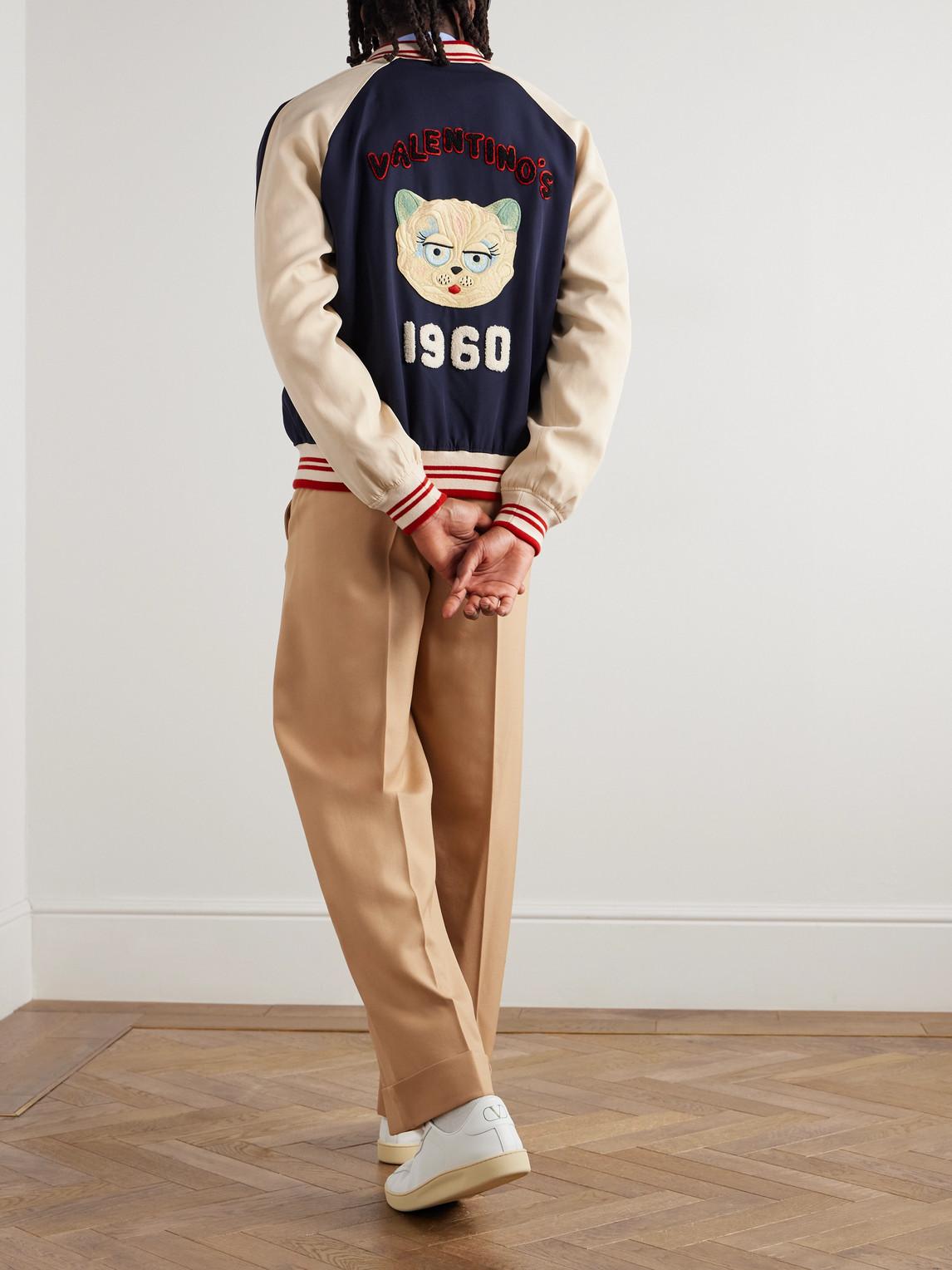 VALENTINO La Chat De La Maison Wool Bomber Jacket In Black Product Image