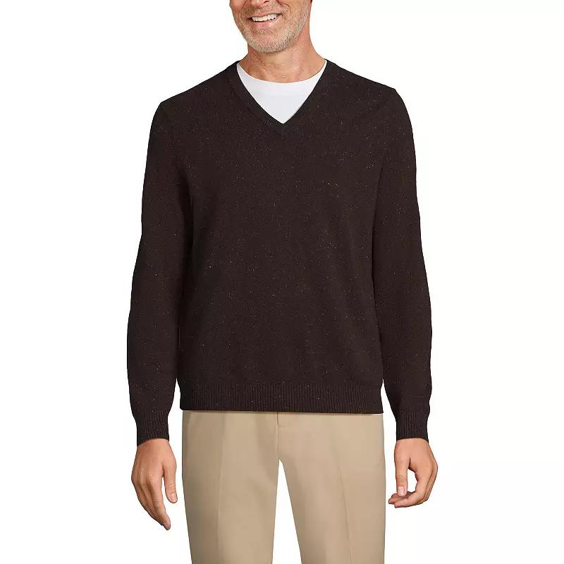 Men's Lands' End Fine-Gauge Cashmere V-neck Sweater,  Product Image