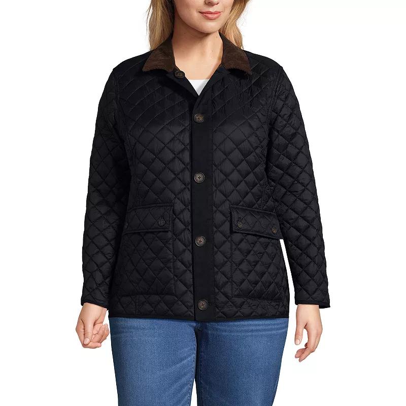 Plus Size Lands' End Reversible Quilted Barn Coat, Women's, Size: 2XL, Black Rustic Brown Product Image