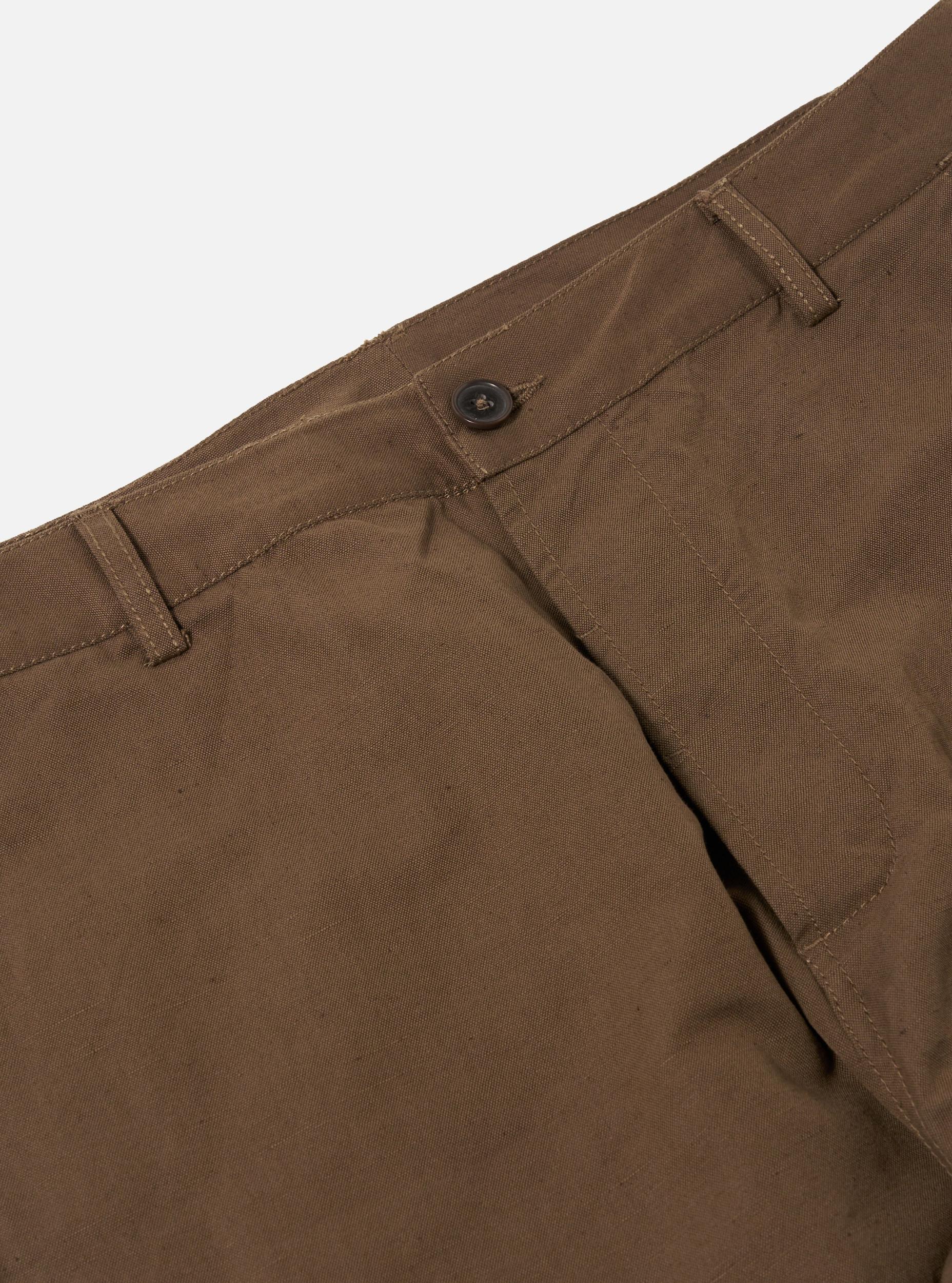 Universal Works Military Chino in Khaki Linen Slub Weave Product Image